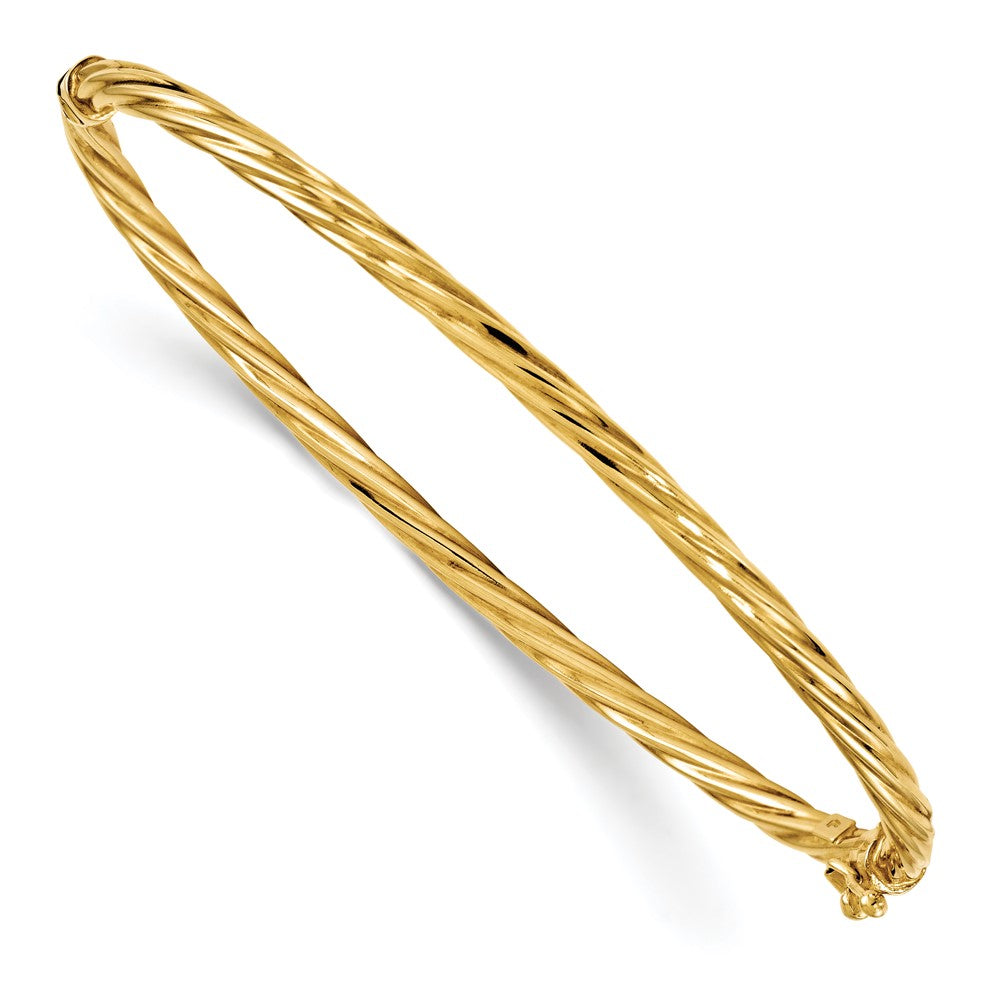 3mm 14k Yellow Gold Twisted Hinged Bangle Bracelet, Item B11642 by The Black Bow Jewelry Co.