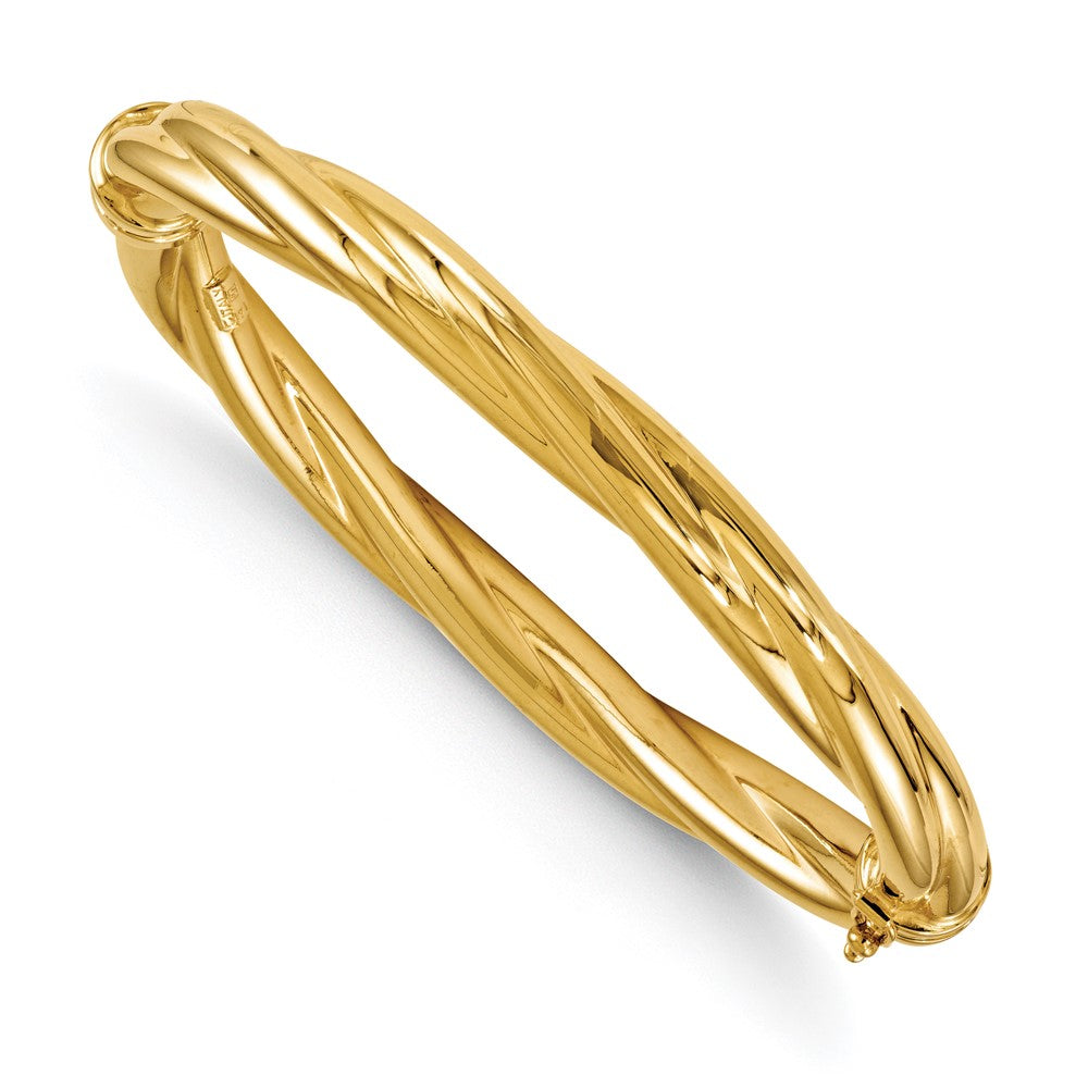 8mm 14k Yellow Gold Polished Twisted Hinged Bangle Bracelet, Item B11651 by The Black Bow Jewelry Co.