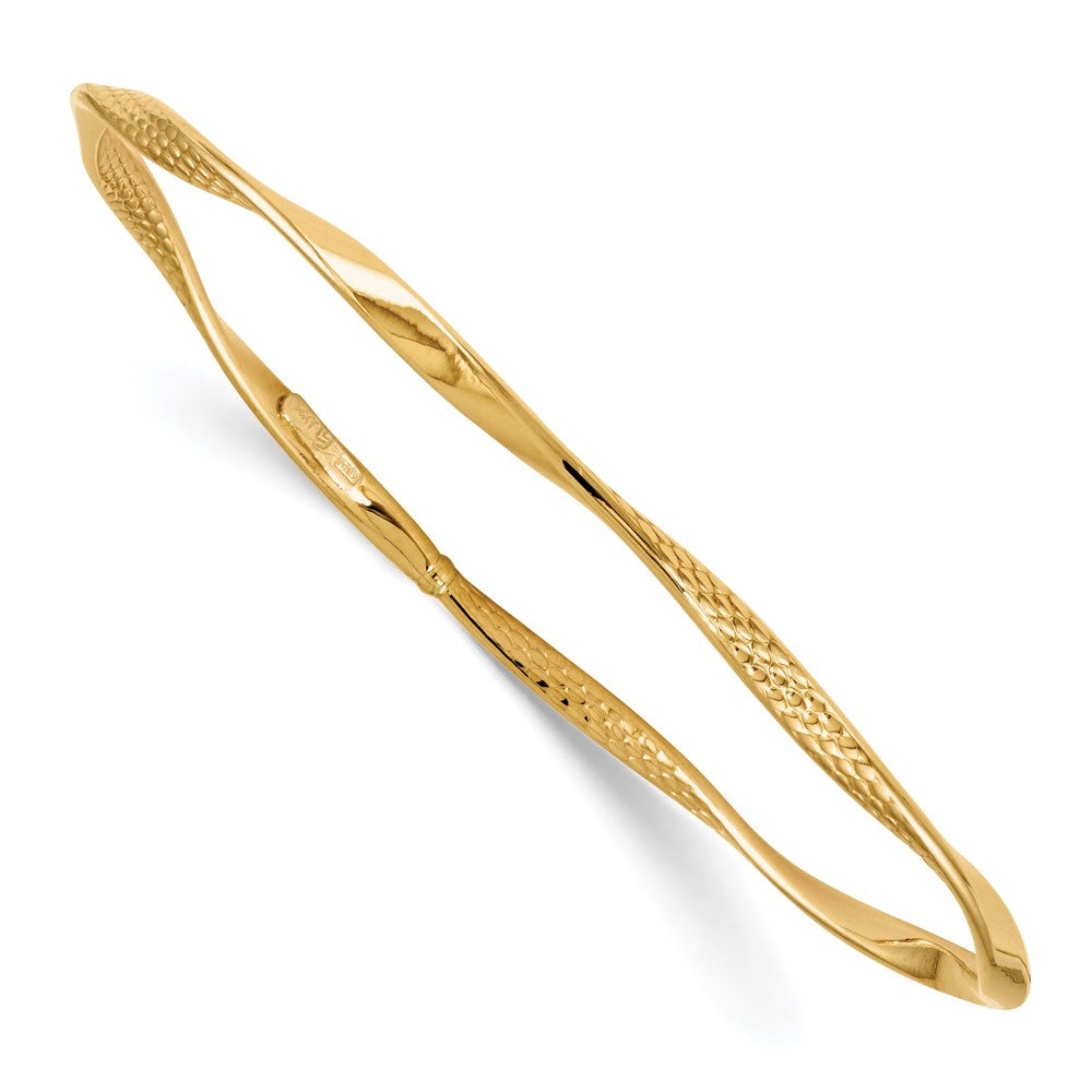 3mm 14k Yellow Gold Twisted Slip-on Bangle Bracelet, Item B11655 by The Black Bow Jewelry Co.