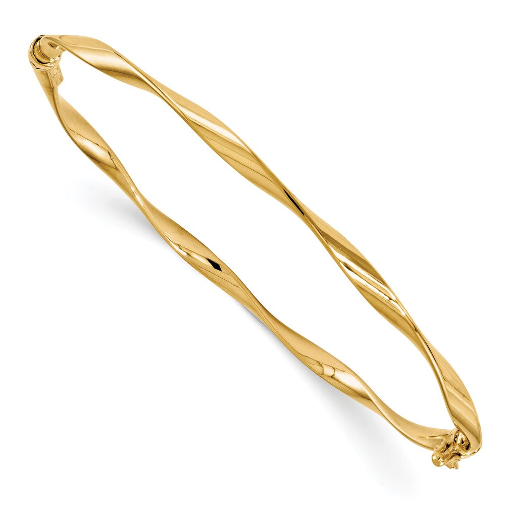 3mm 14k Yellow Gold Polished Twisted Hinged Bangle Bracelet, Item B11661 by The Black Bow Jewelry Co.