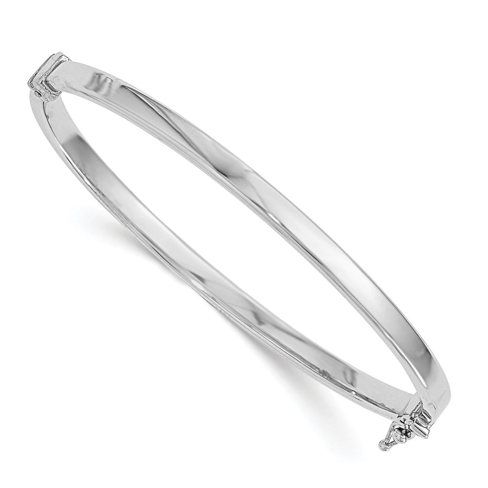 4mm 14k White Gold Polished Flat Hinged Bangle Bracelet, Item B11667 by The Black Bow Jewelry Co.