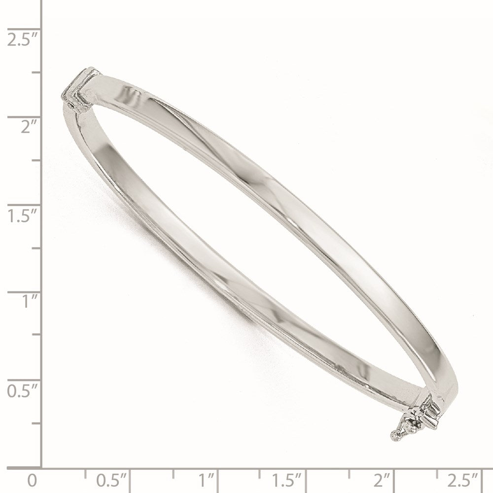 Alternate view of the 4mm 14k White Gold Polished Flat Hinged Bangle Bracelet by The Black Bow Jewelry Co.