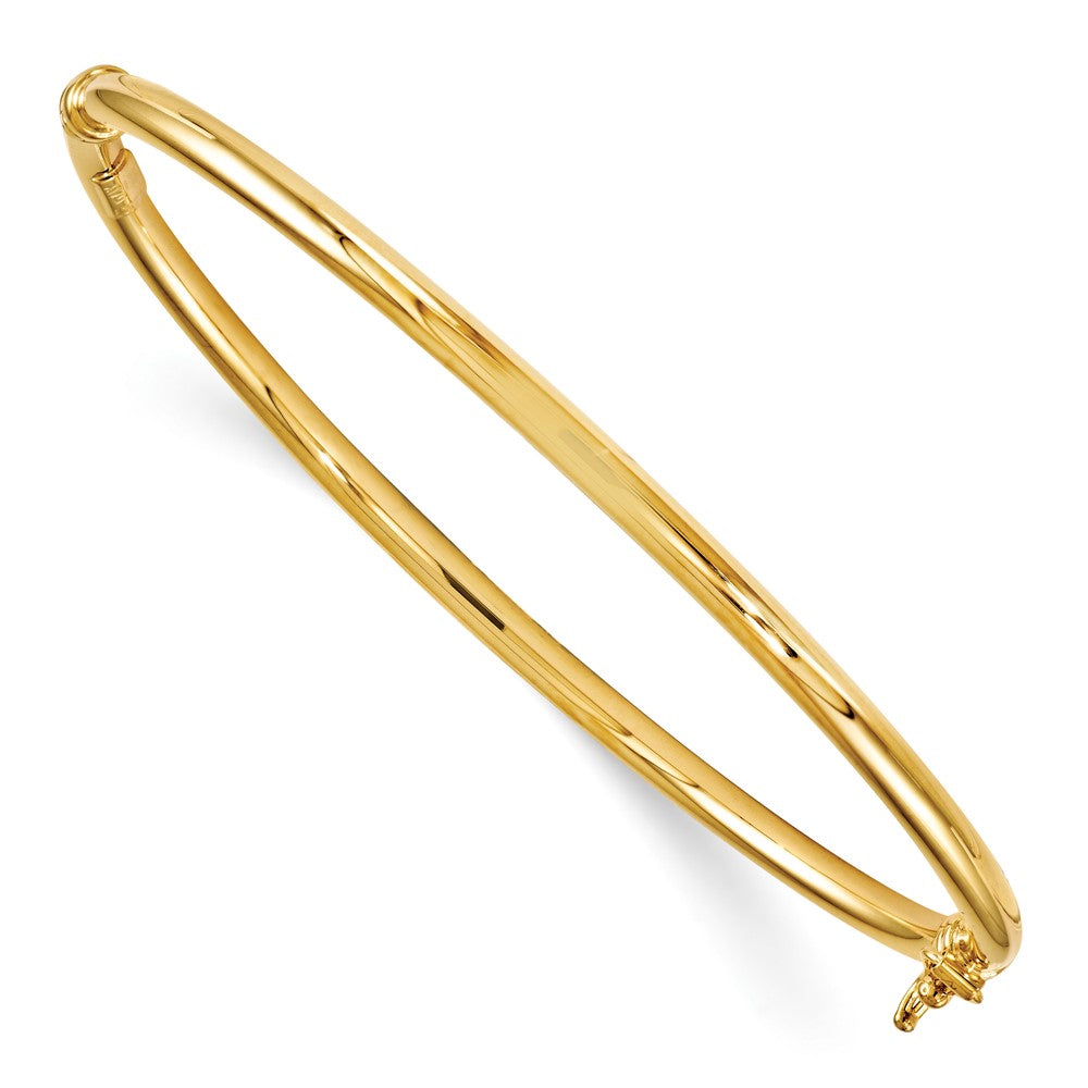 3mm 14k Yellow Gold Classic Polished Hinged Bangle Bracelet, Item B11668 by The Black Bow Jewelry Co.