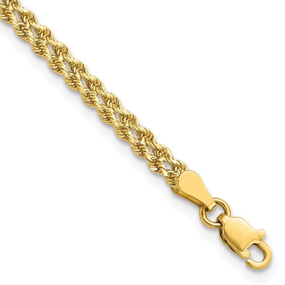 3mm Diamond Cut Double Rope Strand Bracelet in 14k Yellow Gold, Item B11687 by The Black Bow Jewelry Co.