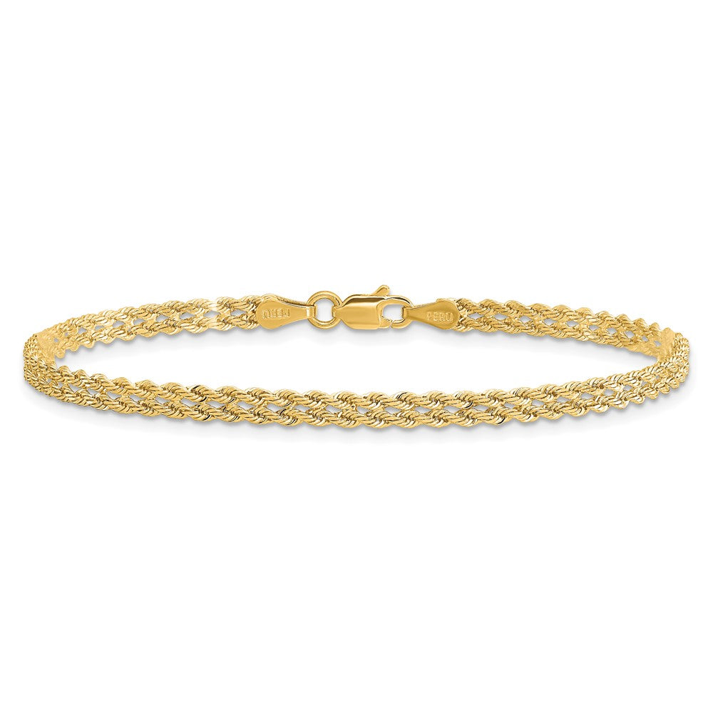 Alternate view of the 3mm Diamond Cut Double Rope Strand Bracelet in 14k Yellow Gold by The Black Bow Jewelry Co.