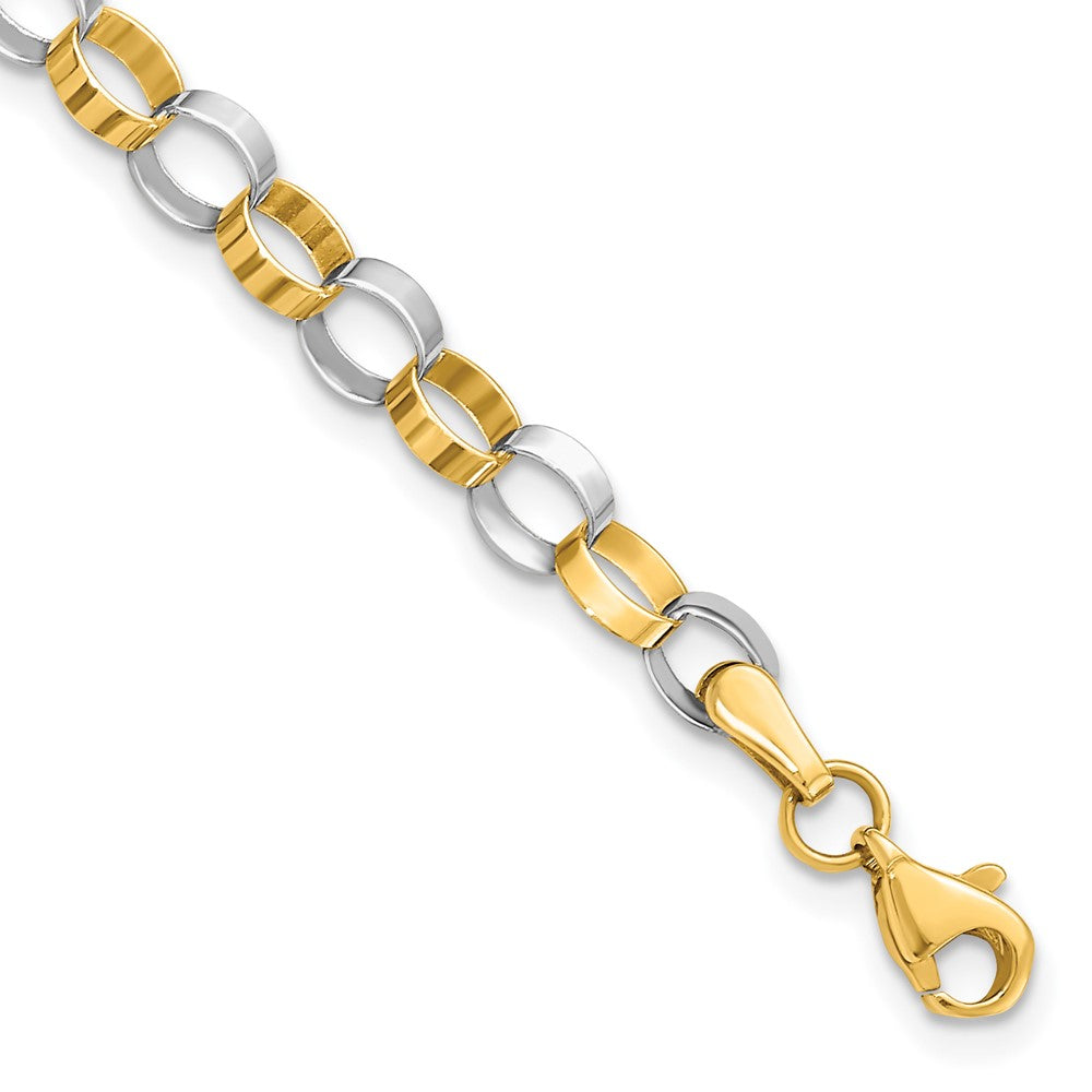 14k Yellow and White Gold 5mm Circle Link Chain Bracelet, 7 Inch, Item B11697 by The Black Bow Jewelry Co.