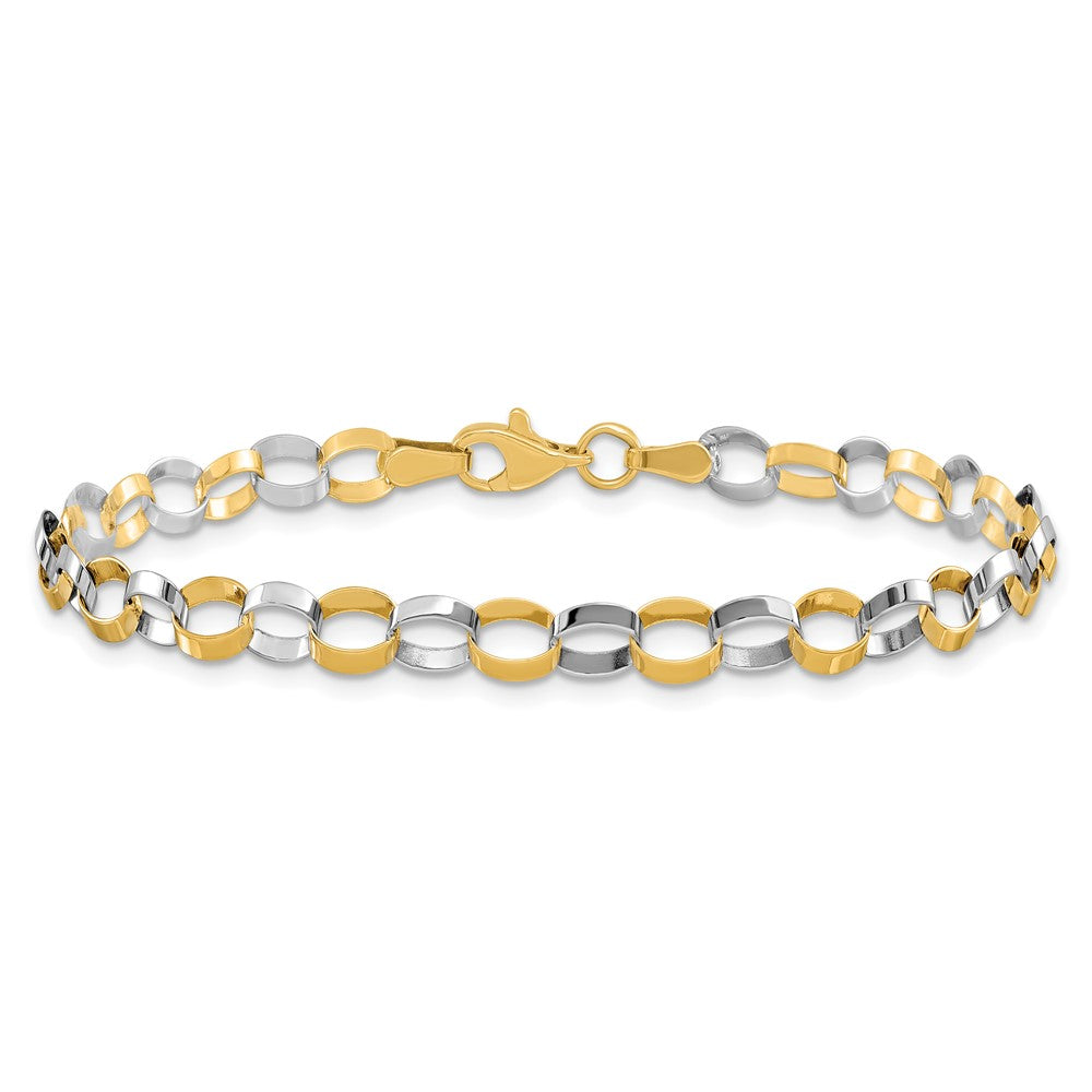 Alternate view of the 14k Yellow and White Gold 5mm Circle Link Chain Bracelet, 7 Inch by The Black Bow Jewelry Co.