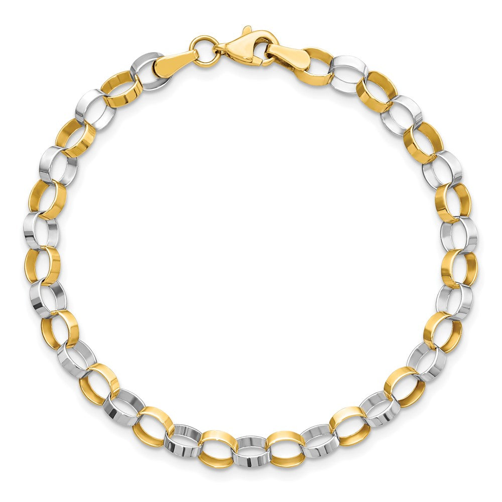 Alternate view of the 14k Yellow and White Gold 5mm Circle Link Chain Bracelet, 7 Inch by The Black Bow Jewelry Co.
