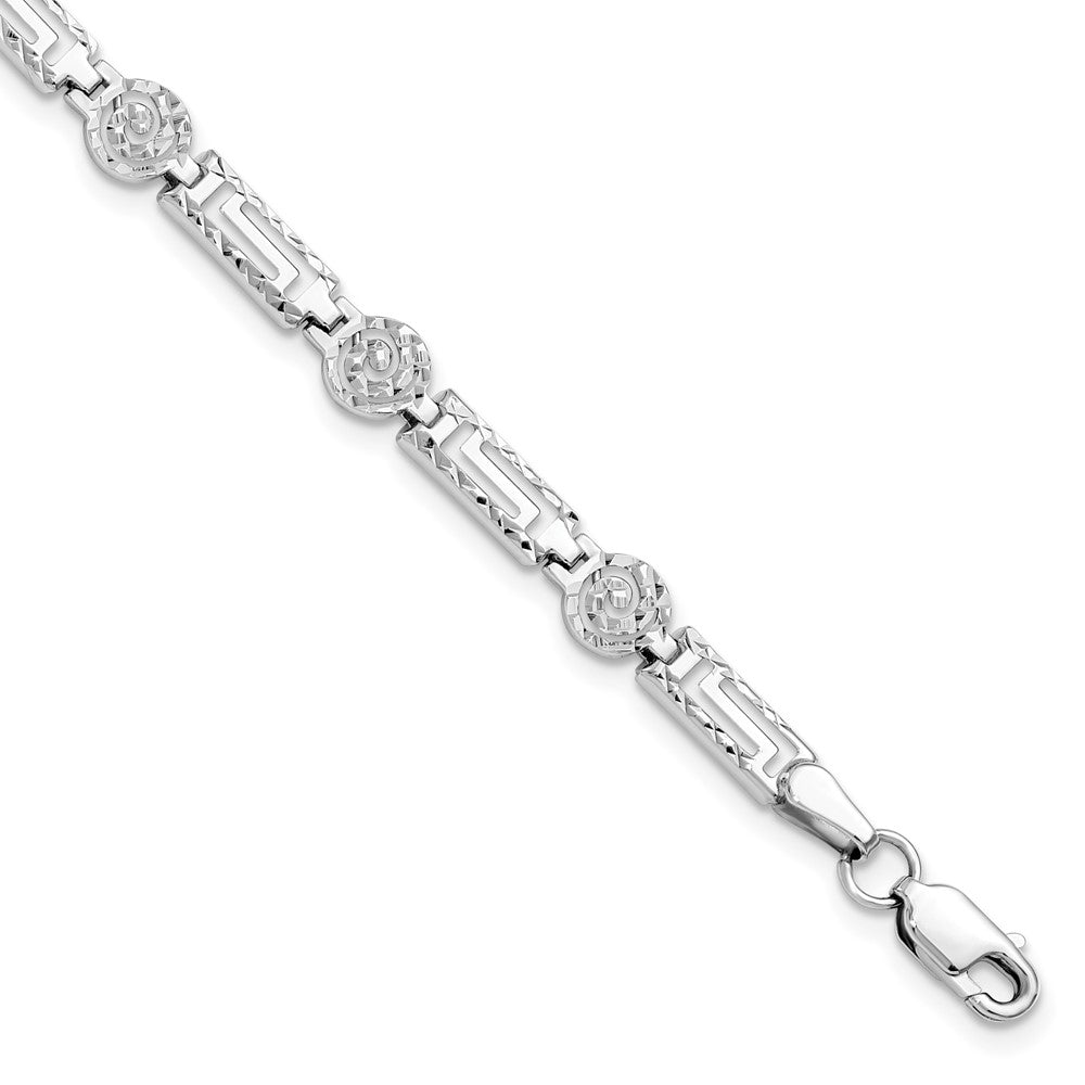 6mm Diamond Cut Spiral Link Bracelet in 14k White Gold, 7 Inch, Item B11700 by The Black Bow Jewelry Co.