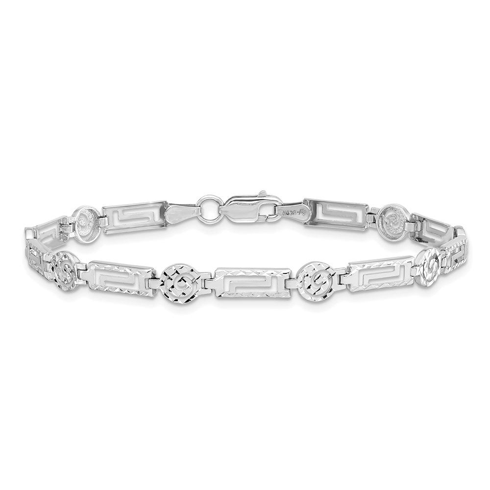 Alternate view of the 6mm Diamond Cut Spiral Link Bracelet in 14k White Gold, 7 Inch by The Black Bow Jewelry Co.