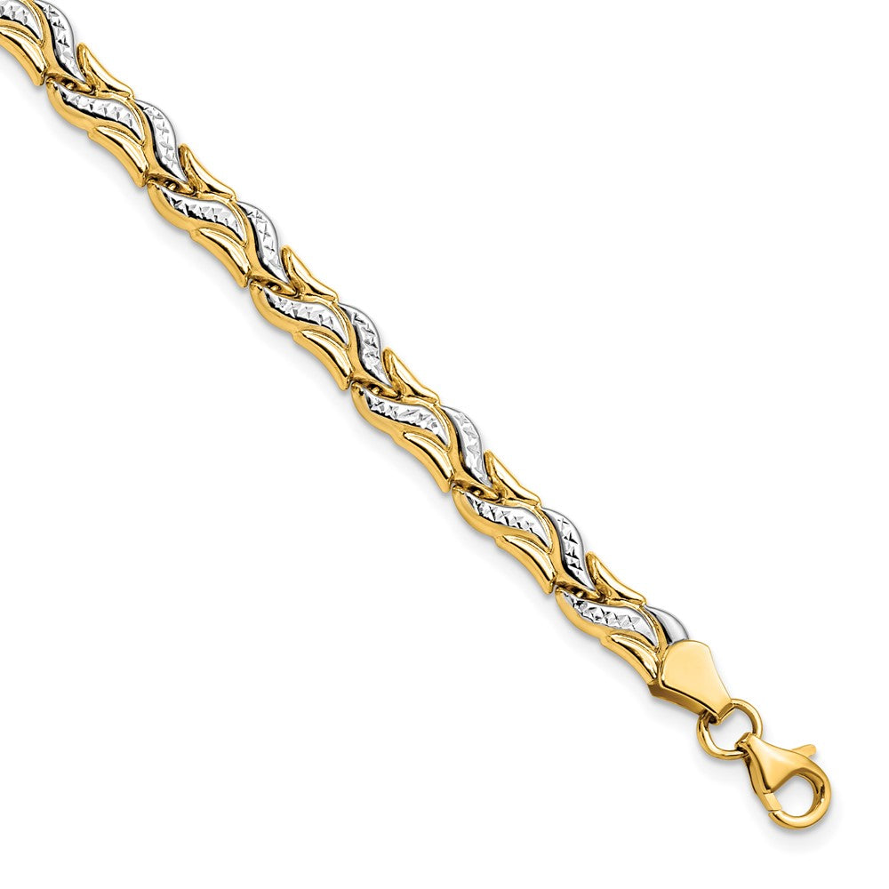 5mm Swirl Link Bracelet in 14k Yellow Gold and White Rhodium, 7 Inch, Item B11702 by The Black Bow Jewelry Co.