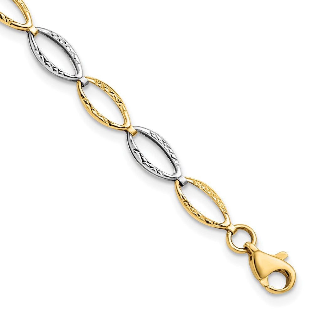 14k Two Tone Gold, 5mm Oval Link Chain Bracelet, 7 Inch, Item B11704 by The Black Bow Jewelry Co.