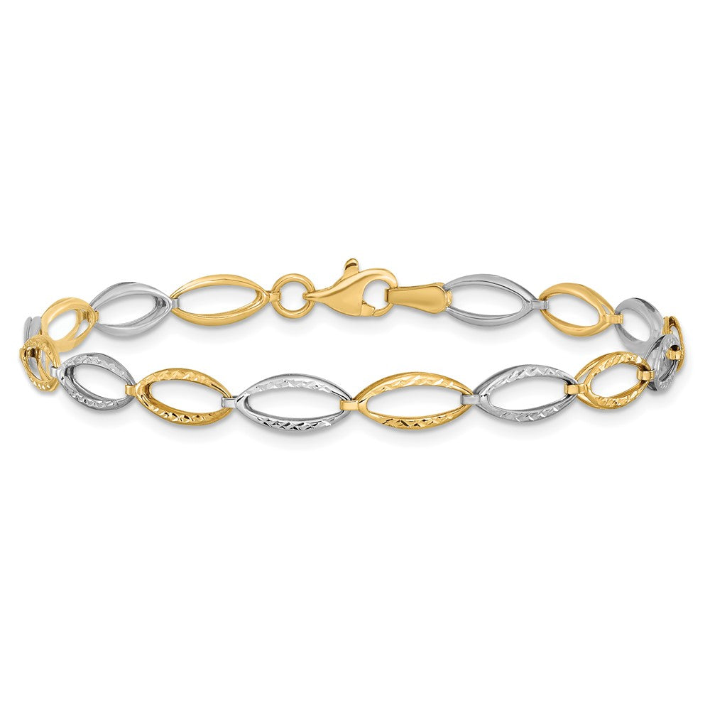 Alternate view of the 14k Two Tone Gold, 5mm Oval Link Chain Bracelet, 7 Inch by The Black Bow Jewelry Co.