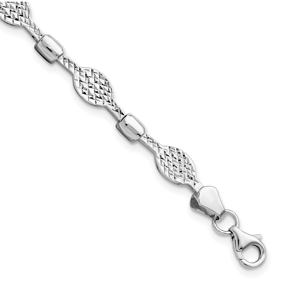 5mm Diamond Cut Link Bracelet in 14k White Gold, 7 Inch, Item B11711 by The Black Bow Jewelry Co.