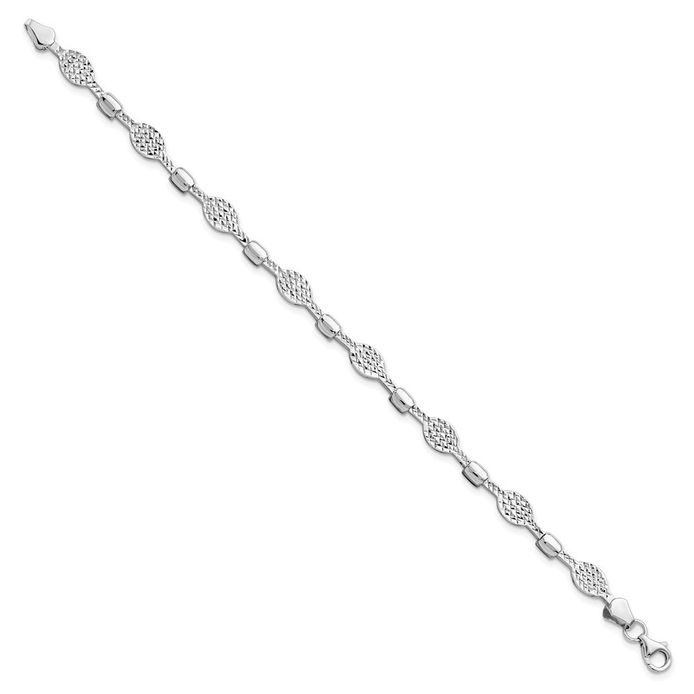Alternate view of the 5mm Diamond Cut Link Bracelet in 14k White Gold, 7 Inch by The Black Bow Jewelry Co.