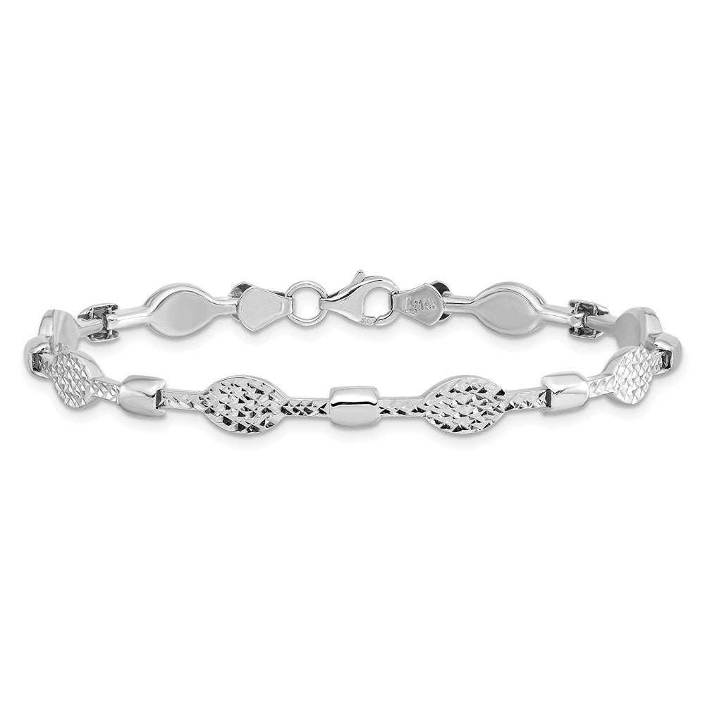 Alternate view of the 5mm Diamond Cut Link Bracelet in 14k White Gold, 7 Inch by The Black Bow Jewelry Co.