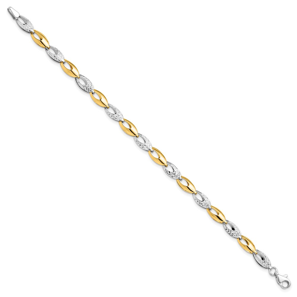 Alternate view of the 14k Two Tone Gold 5mm Diamond Cut Link Bracelet 7 Inch by The Black Bow Jewelry Co.