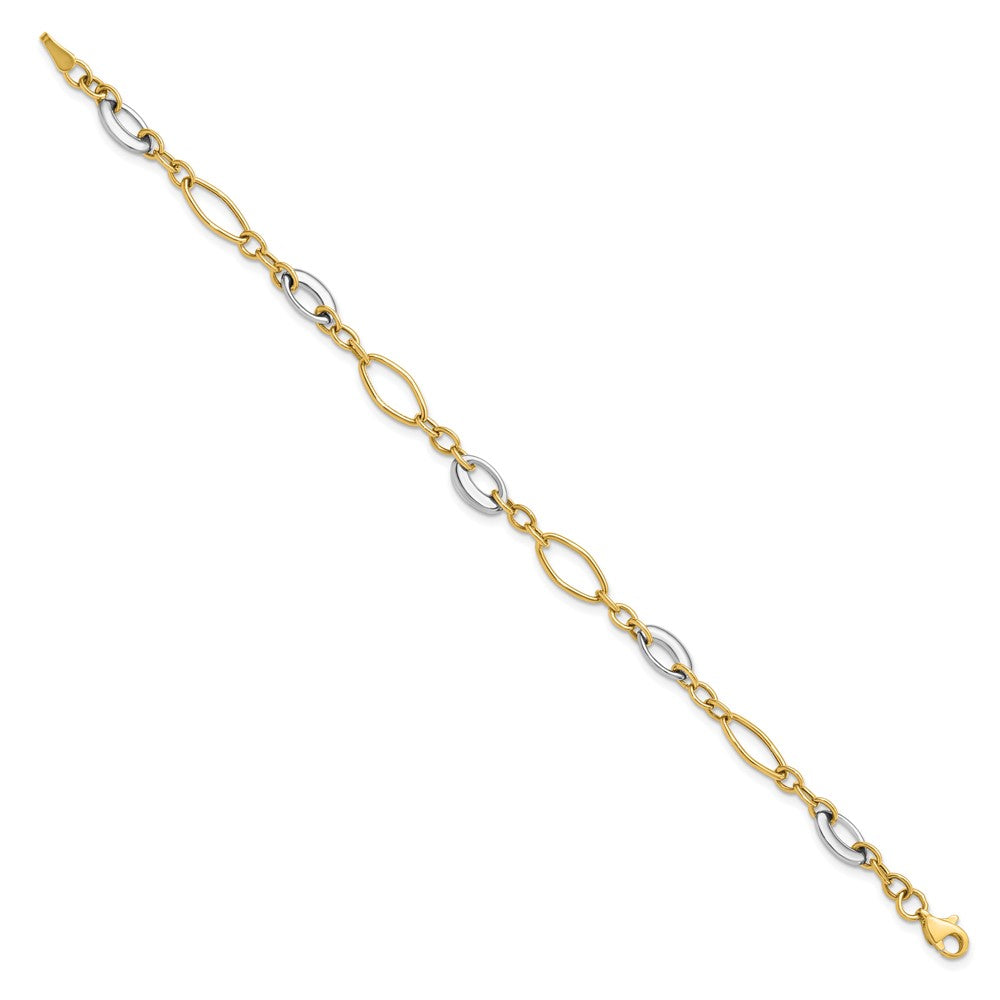 Alternate view of the 14k Two Tone Gold 6mm Polished Oval Link Chain Bracelet, 7.25 Inch by The Black Bow Jewelry Co.