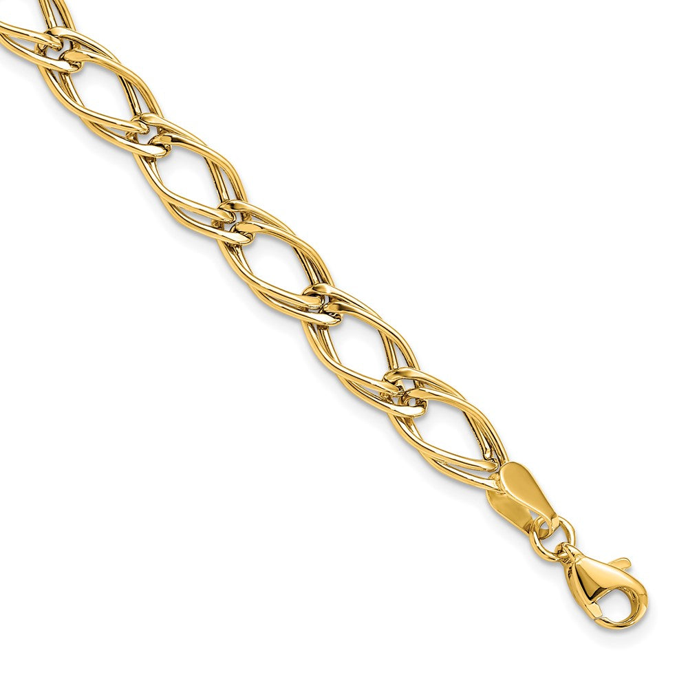 7mm Double Link Chain Bracelet in 14k Yellow Gold, 7 Inch, Item B11718 by The Black Bow Jewelry Co.
