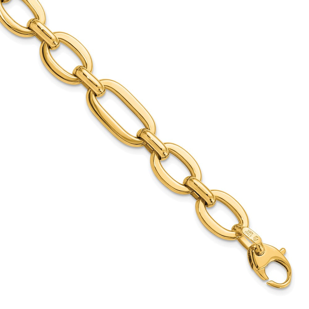 Italian 10mm Oval Link Chain Bracelet in 14k Yellow Gold, 7.5 Inch, Item B11734 by The Black Bow Jewelry Co.
