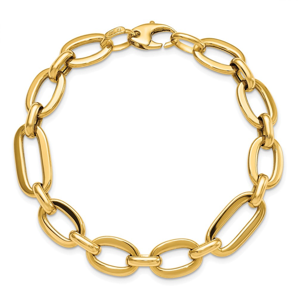 Alternate view of the Italian 10mm Oval Link Chain Bracelet in 14k Yellow Gold, 7.5 Inch by The Black Bow Jewelry Co.