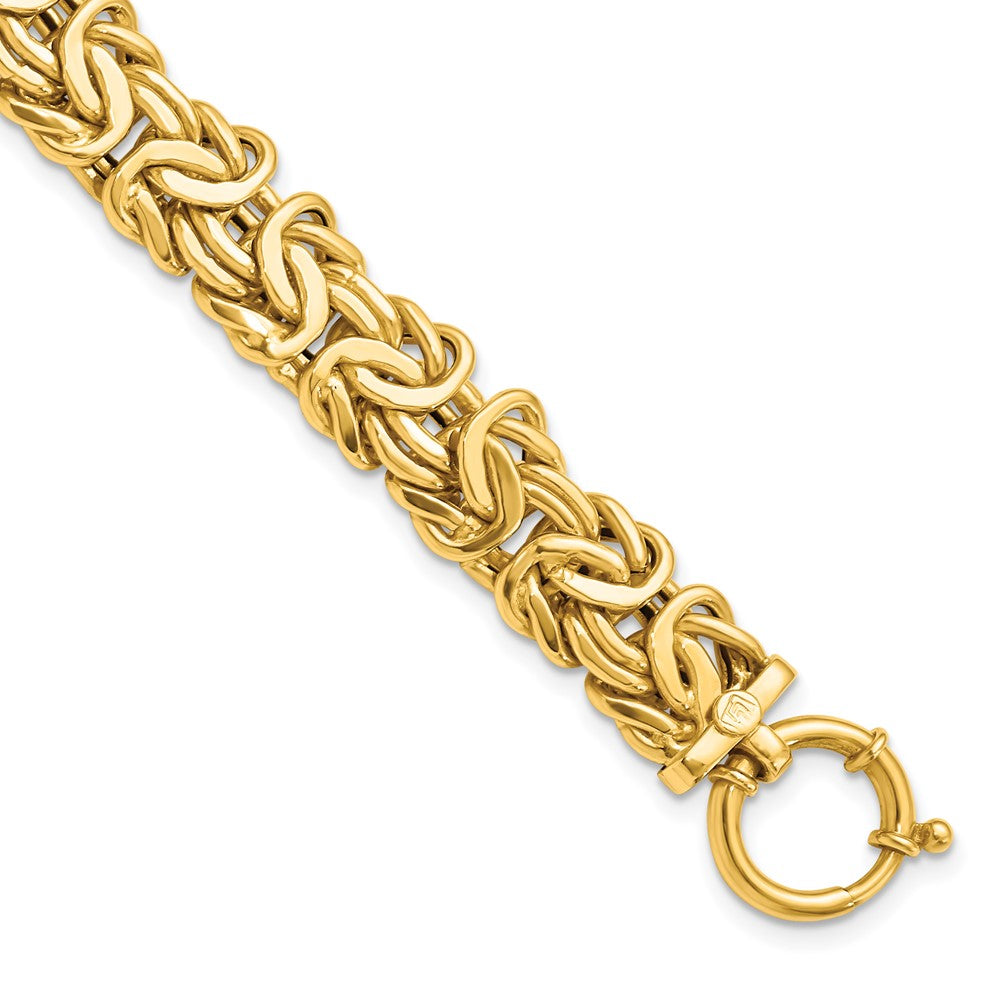 Italian 10mm Byzantine Chain Bracelet in 14k Yellow Gold, 7.5 Inch, Item B11748 by The Black Bow Jewelry Co.