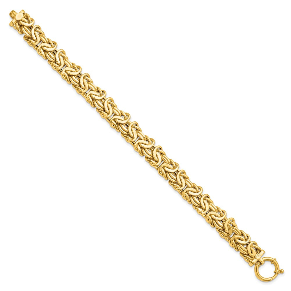 Alternate view of the Italian 10mm Byzantine Chain Bracelet in 14k Yellow Gold, 7.5 Inch by The Black Bow Jewelry Co.