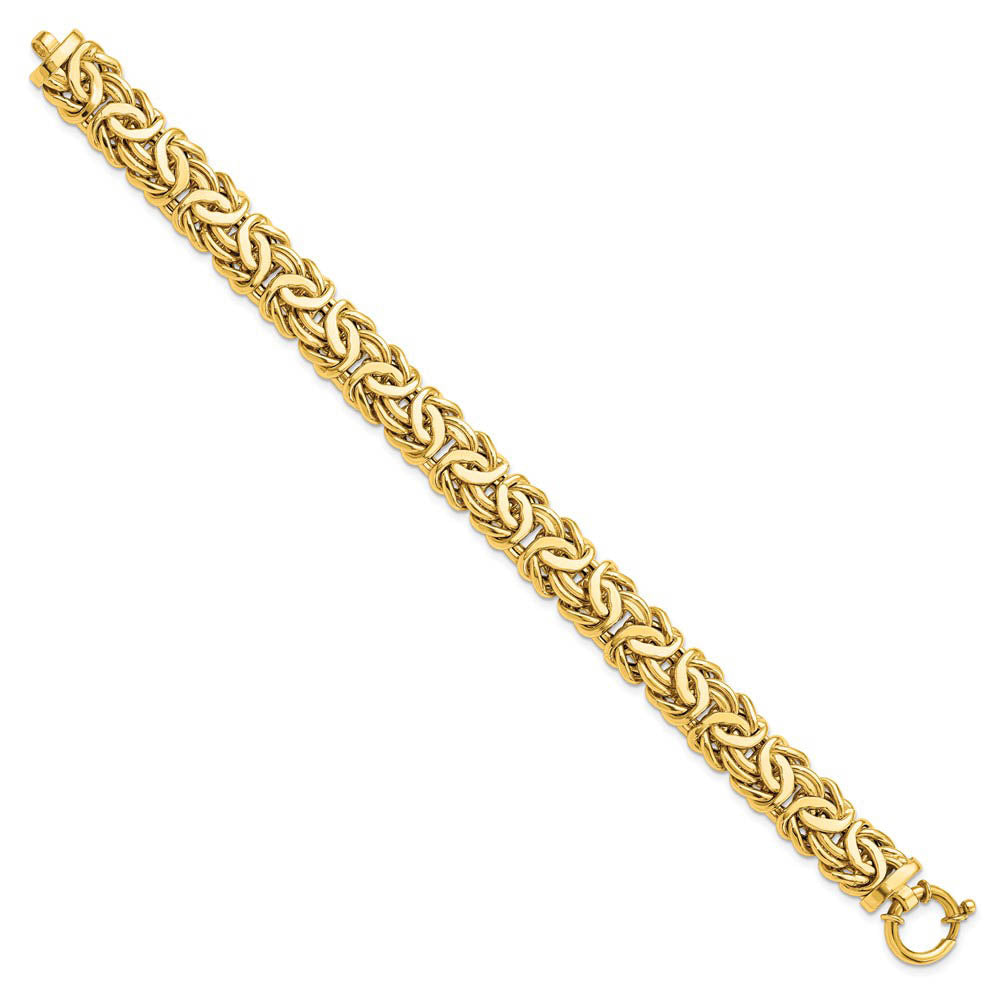 8mm Byzantine Chain Bracelet - 14k Gold Plated Diamond-Cut Design With Lobster Clasp