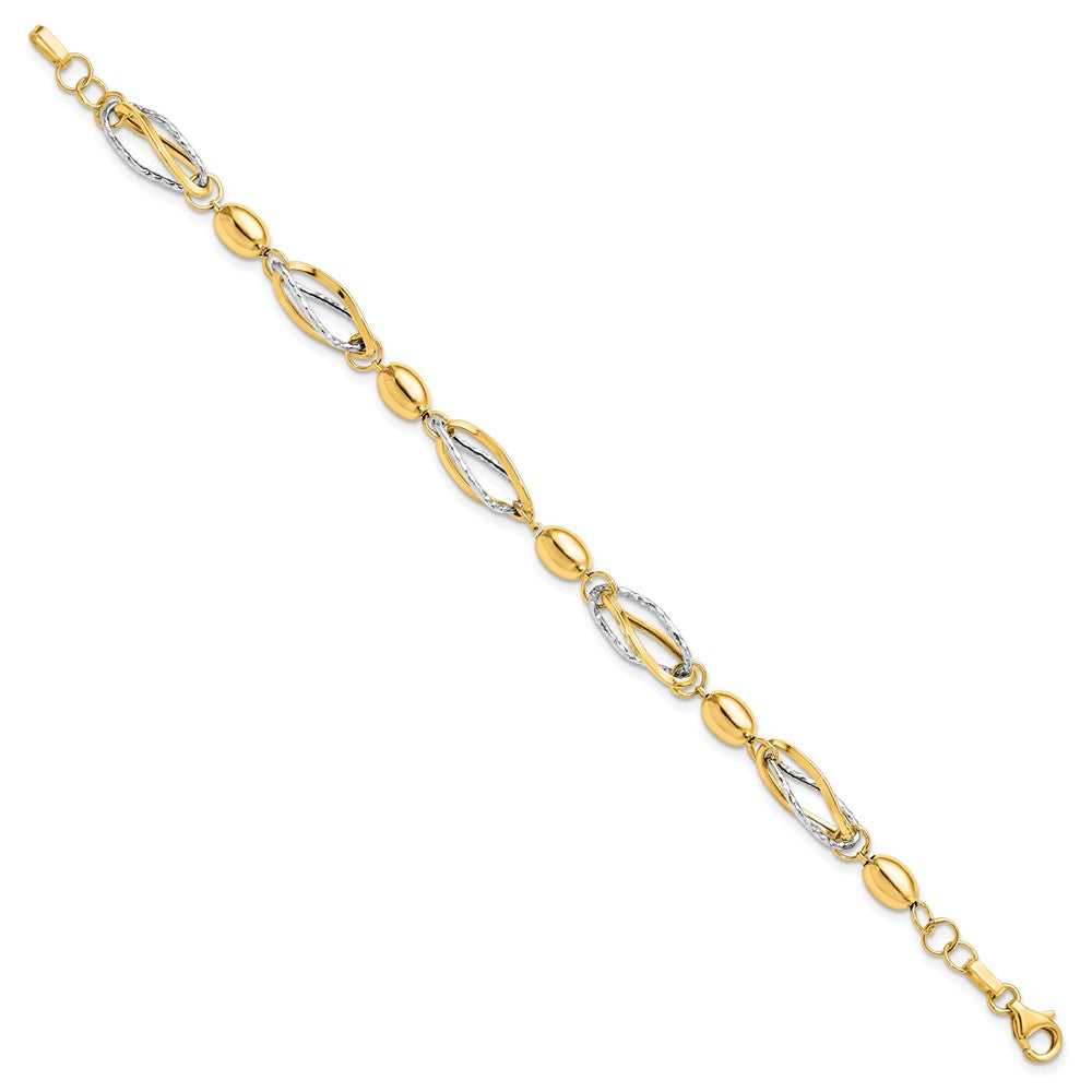 Alternate view of the 14k Two Tone Gold, Italian 7mm Link Chain Bracelet, 7 Inch by The Black Bow Jewelry Co.