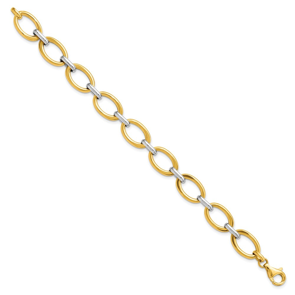 Alternate view of the 14k Two Tone Gold Italian 9mm Polished Cable Chain Bracelet, 7.25 Inch by The Black Bow Jewelry Co.