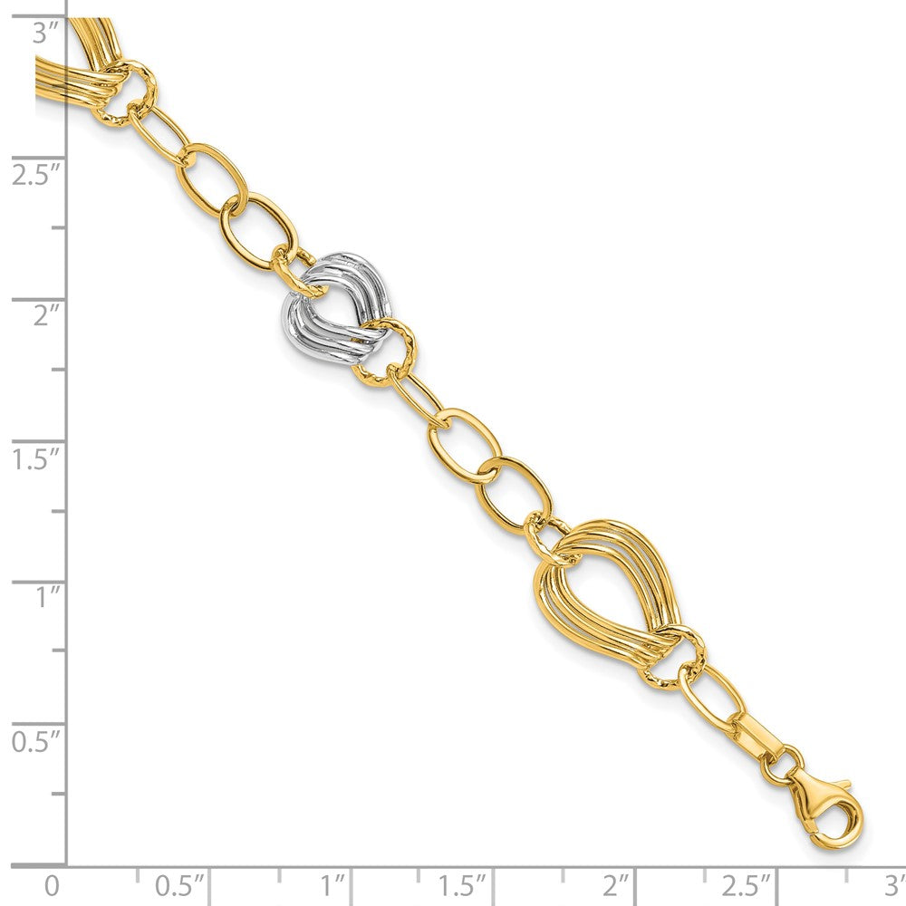 Alternate view of the 14k Two Tone Gold, Italian 11mm Polished Link Chain Bracelet, 7.5 Inch by The Black Bow Jewelry Co.