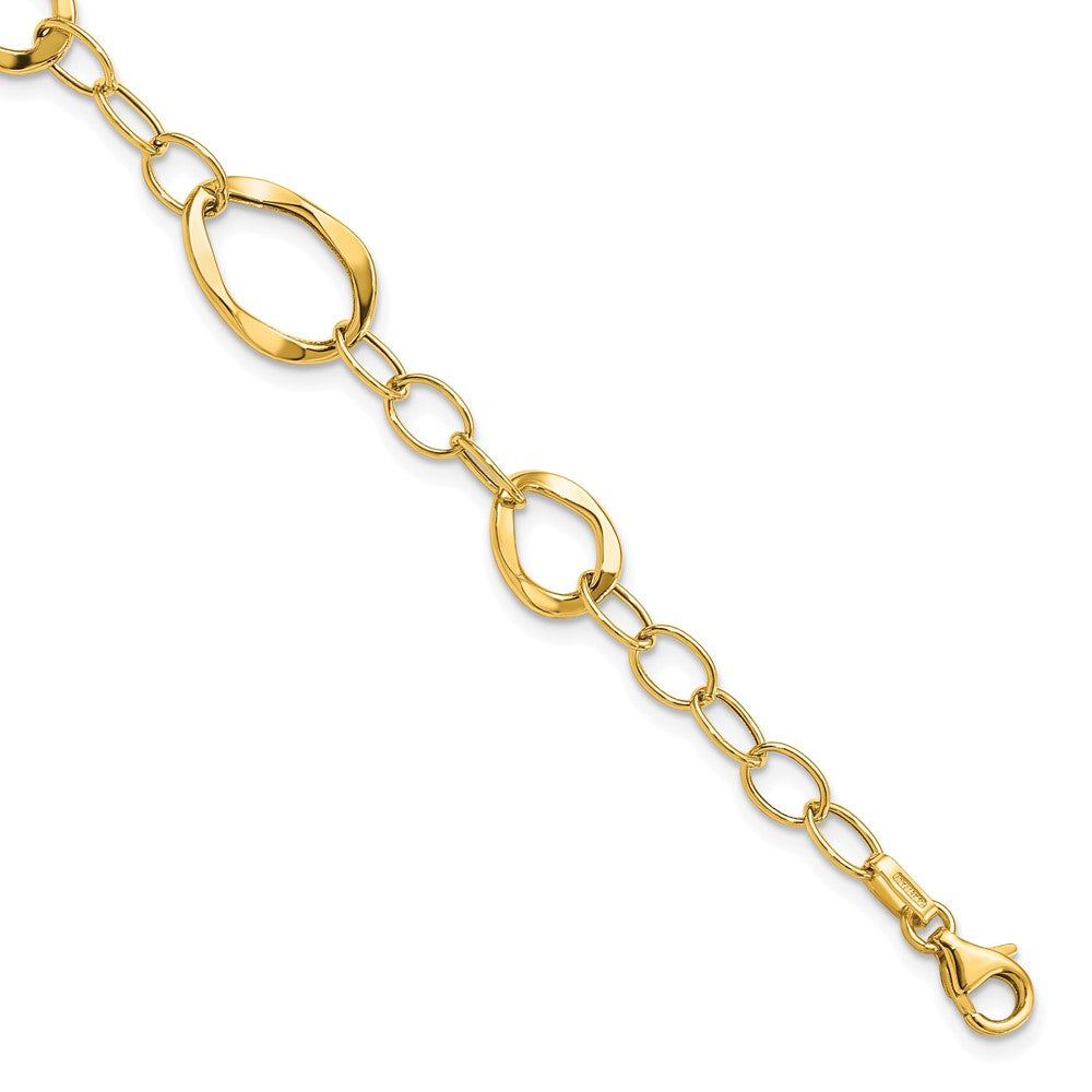 14k Yellow Gold Italian 10mm Polished Link Chain Bracelet, 7.25 Inch, Item B11774 by The Black Bow Jewelry Co.