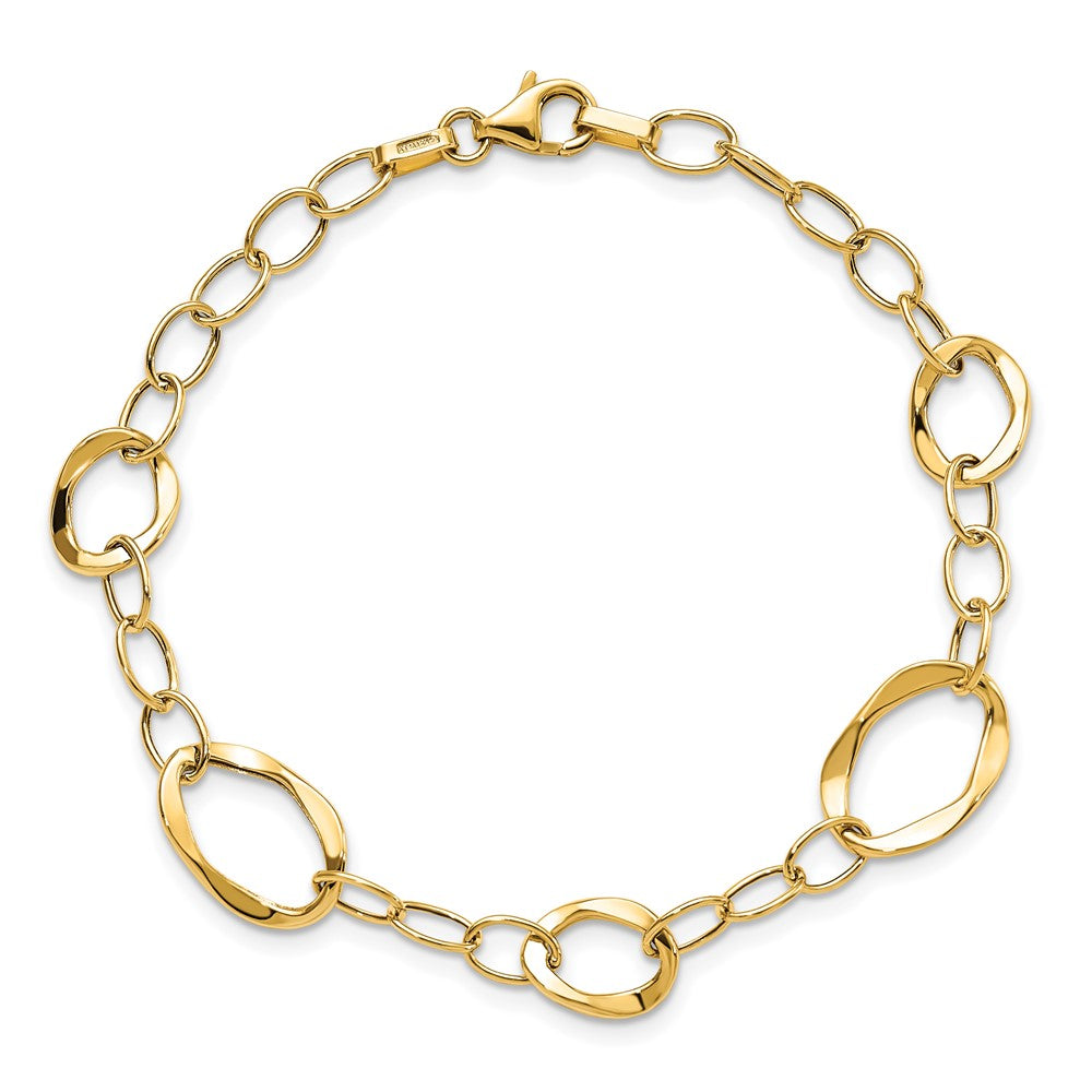 Alternate view of the 14k Yellow Gold Italian 10mm Polished Link Chain Bracelet, 7.25 Inch by The Black Bow Jewelry Co.