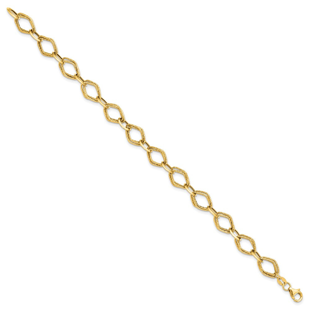 Alternate view of the 14k Yellow Gold Italian 8mm Polished Textured Chain Bracelet, 7.5 Inch by The Black Bow Jewelry Co.