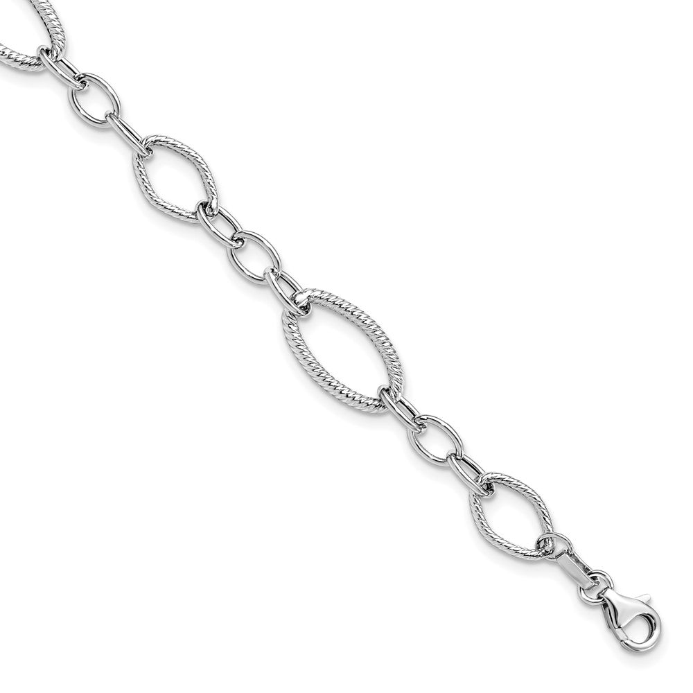 14k White Gold Italian 9mm Polished Link Chain Bracelet, 7.5 Inch, Item B11779 by The Black Bow Jewelry Co.