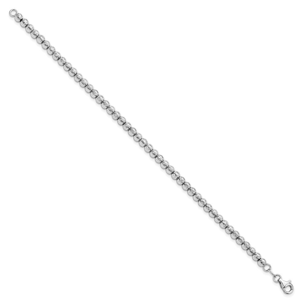 Alternate view of the 14k White Gold Italian 4mm Diamond Cut Bead Chain Bracelet, 7.25 Inch by The Black Bow Jewelry Co.