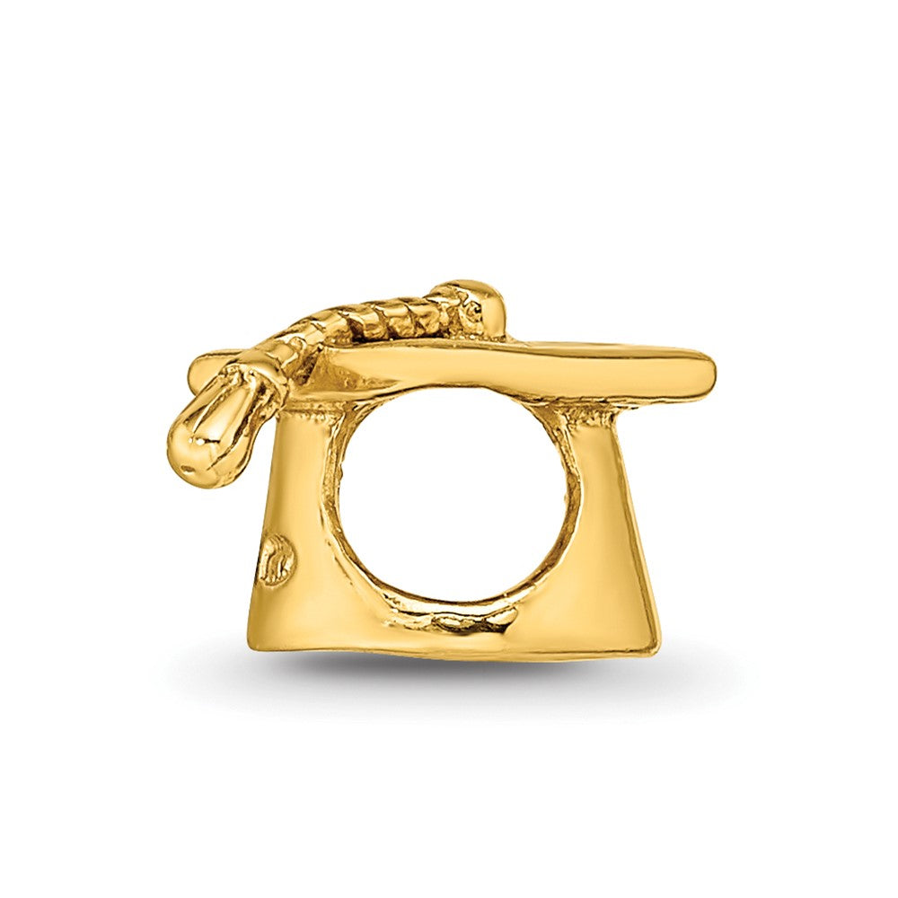 Alternate view of the 14k Gold Plated Sterling Silver Graduation Cap Bead Charm by The Black Bow Jewelry Co.