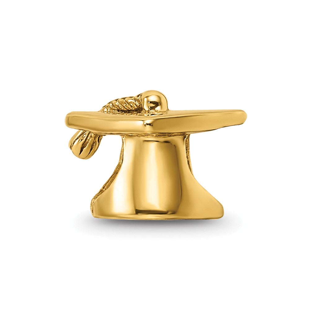 Alternate view of the 14k Gold Plated Sterling Silver Graduation Cap Bead Charm by The Black Bow Jewelry Co.