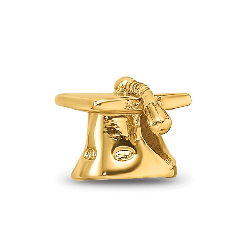 Alternate view of the 14k Gold Plated Sterling Silver Graduation Cap Bead Charm by The Black Bow Jewelry Co.