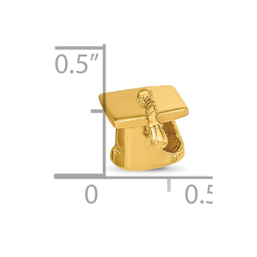 Alternate view of the 14k Gold Plated Sterling Silver Graduation Cap Bead Charm by The Black Bow Jewelry Co.