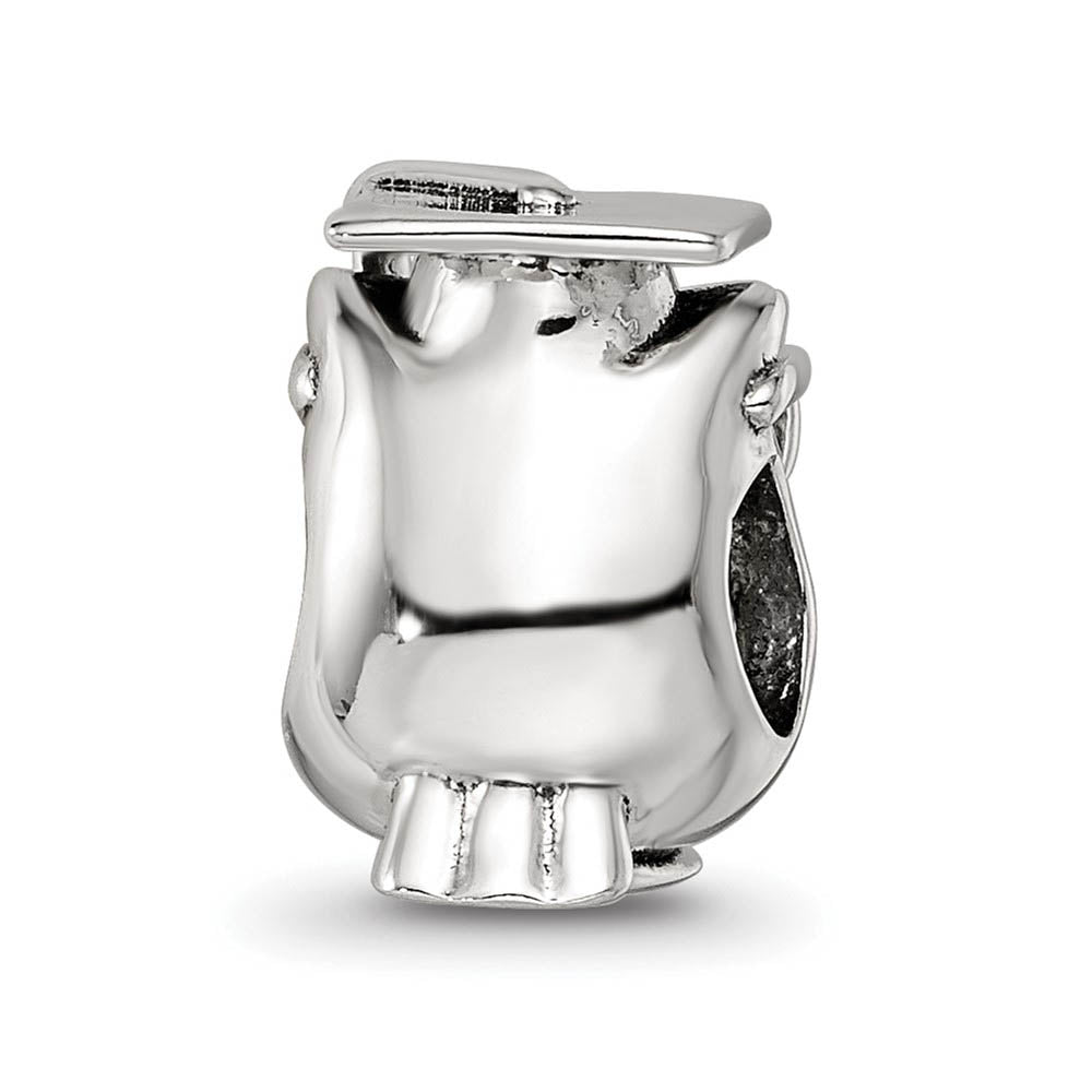 Alternate view of the Sterling Silver Graduation Owl Bead Charm by The Black Bow Jewelry Co.