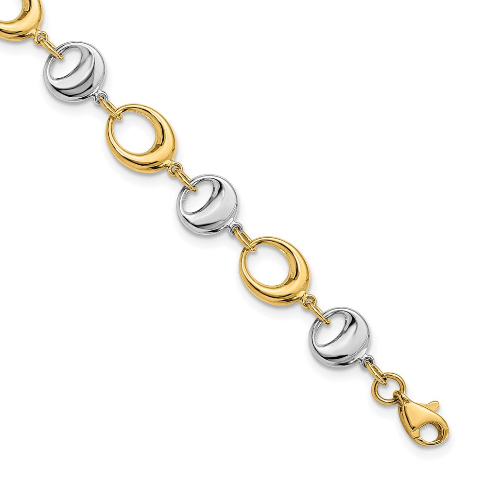 14k Yellow and White Gold 7mm Two Tone Chain Link Bracelet, 7.75 Inch, Item B11862 by The Black Bow Jewelry Co.