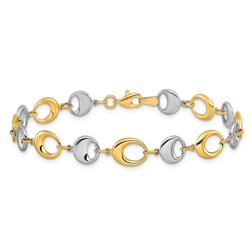Alternate view of the 14k Yellow and White Gold 7mm Two Tone Chain Link Bracelet, 7.75 Inch by The Black Bow Jewelry Co.