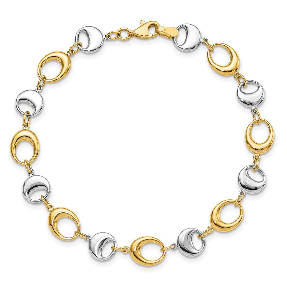 Alternate view of the 14k Yellow and White Gold 7mm Two Tone Chain Link Bracelet, 7.75 Inch by The Black Bow Jewelry Co.