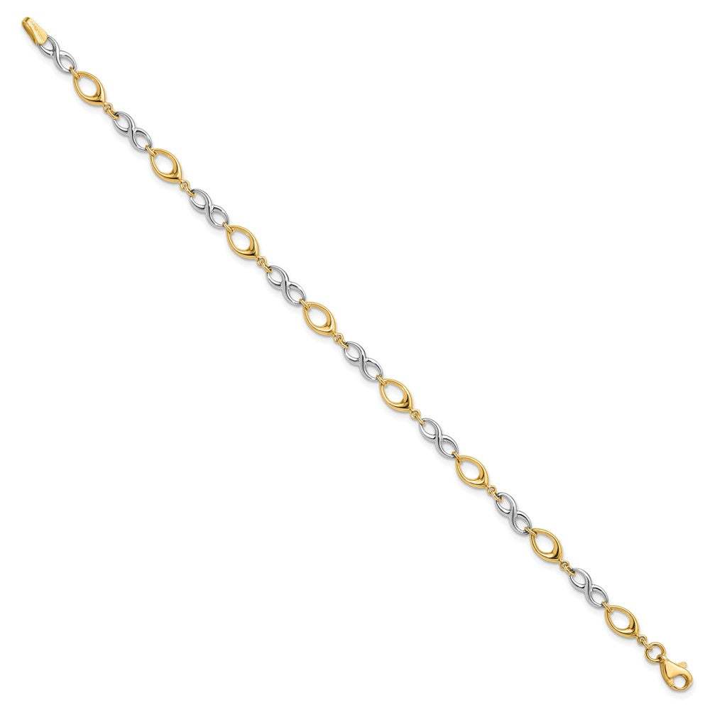 Alternate view of the 14k Yellow and White Gold 4mm Two Tone Link Chain Bracelet, 7.5 Inch by The Black Bow Jewelry Co.