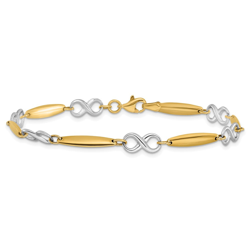 Alternate view of the 14k Two Tone Gold 6mm Figure 8 and Bar Chain Link Bracelet, 7.75 Inch by The Black Bow Jewelry Co.