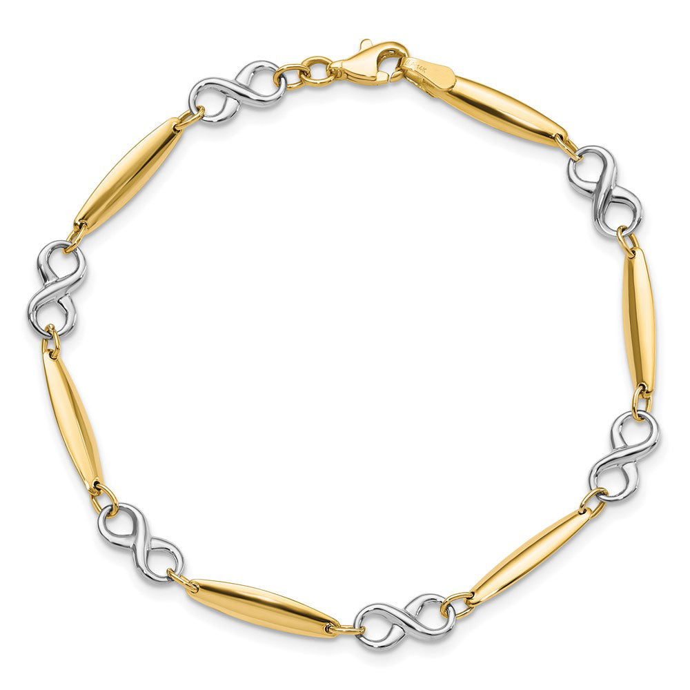 Alternate view of the 14k Two Tone Gold 6mm Figure 8 and Bar Chain Link Bracelet, 7.75 Inch by The Black Bow Jewelry Co.