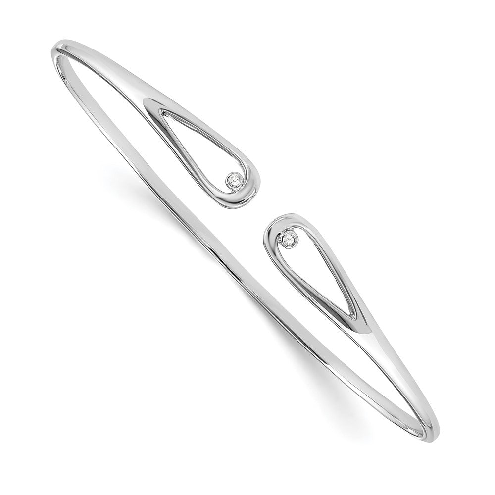 Rhodium Plated Sterling Silver &amp; Diamond Open Tear Cuff  Bracelet, Item B11914 by The Black Bow Jewelry Co.