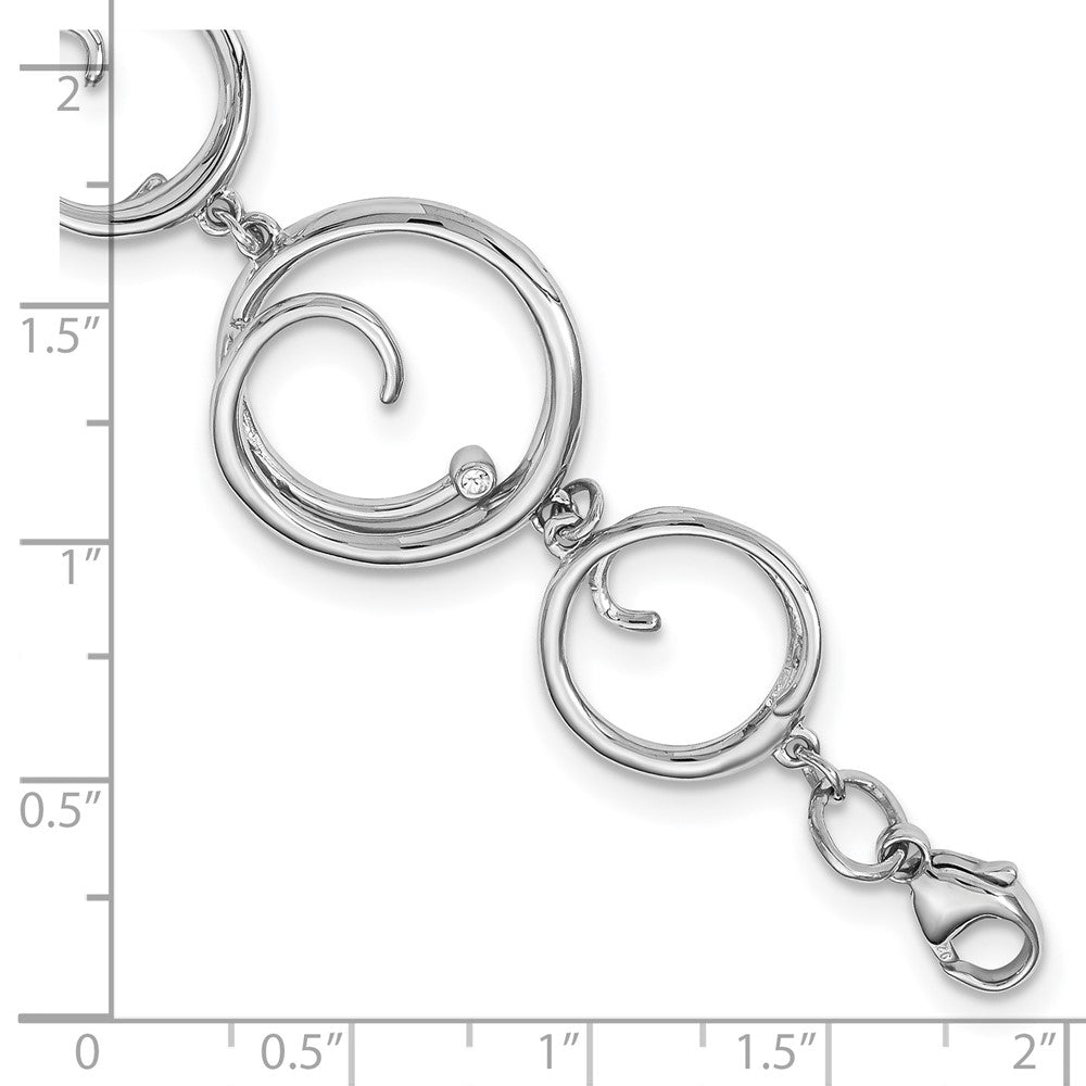 Alternate view of the Diamond Swirl Link Bracelet in Rhodium Plated Silver, 7 Inch by The Black Bow Jewelry Co.