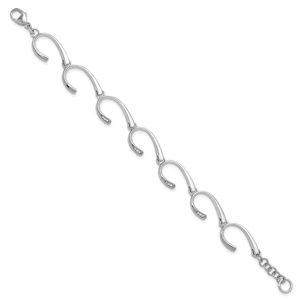 Alternate view of the Diamond Hook Link Bracelet in Rhodium Plated Silver, 7-8 Inch by The Black Bow Jewelry Co.